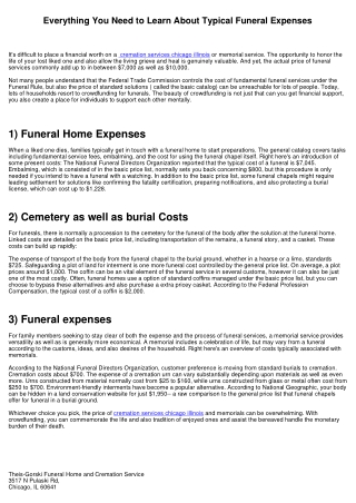 Whatever You Need to Find Out About Ordinary Funeral Expenses