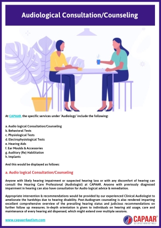 Audiological Consultation | Audiology Treatment in Bangalore | CAPAAR
