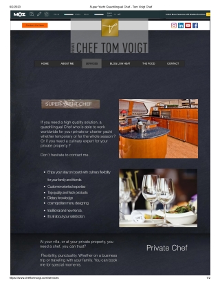 Super Yacht Quadrilingual Chef - Tom Voigt Chef