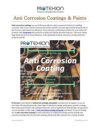 Anti Corrosion Coatings & Paints