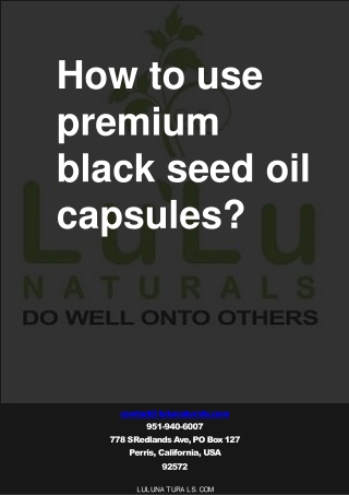 How to use premium black seed oil capsules?