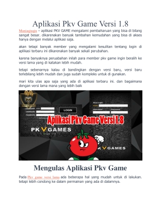 Aplikasi Pkv Game Versi 1.8