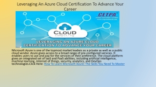 Leveraging An Azure Cloud Certification To Advance Your Career