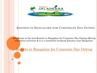 Resorts in Bangalore for corporate day outing