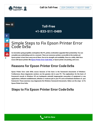 Easy To Fix Epson Printer Error Code 0x9a By Expert