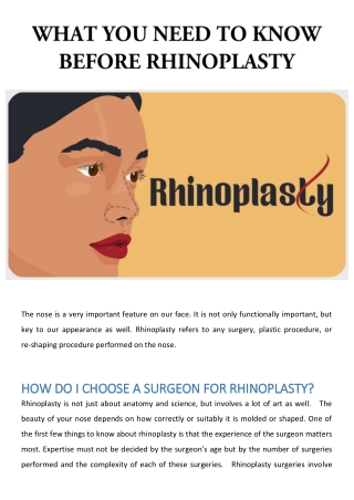 What you need to know before Rhinoplasty