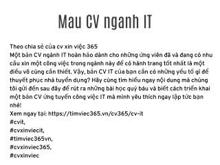 Mau CV xin viec IT