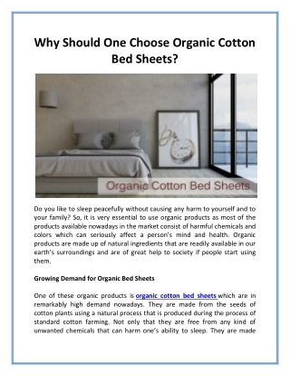 Why Should One Choose Organic Cotton Bed Sheets?