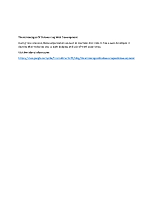 The Advantages Of Outsourcing Web Development