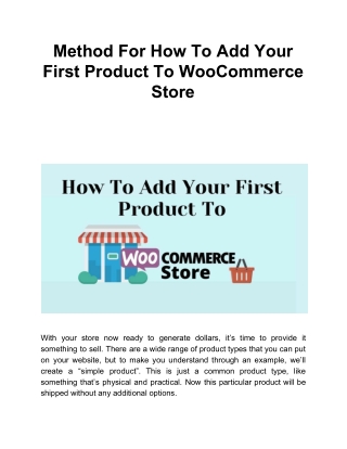 Method For How To Add Your First Product To WooCommerce Store