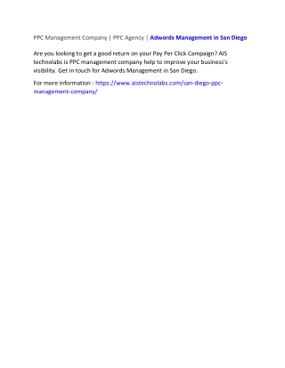 PPC Management Company | PPC Agency | Adwords Management in San Diego