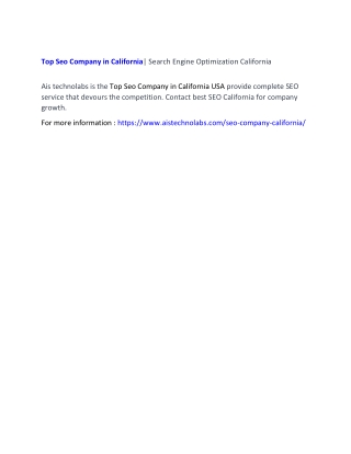Top Seo Company in California| Search Engine Optimization California