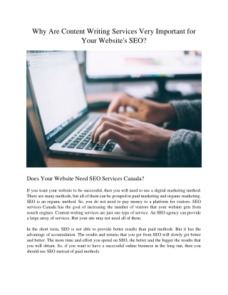Why Are Content Writing Services Very Important for Your Website's SEO?