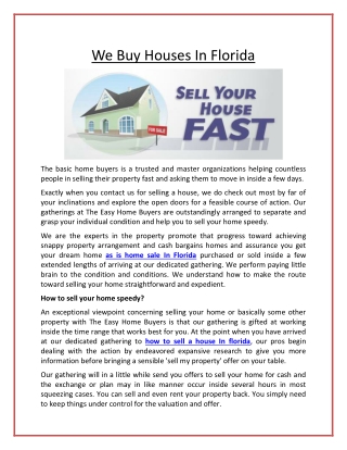 Sell My Property In Florida