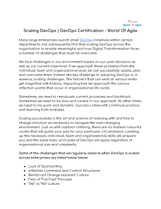 Scaling DevOps | DevOps Certification - World Of Agile