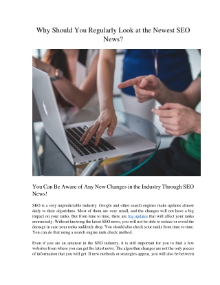 Why Should You Regularly Look at the Newest SEO News?