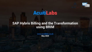 SAP Hybris Billing and the Transformation using BRIM