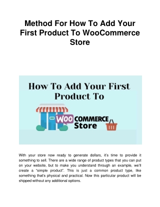 Method For How To Add Your First Product To WooCommerce Store