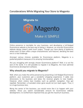 Considerations While Migrating Your Store to Magento