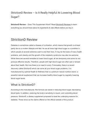 StrictionD Review - Is It Really Helpful At Lowering Blood .