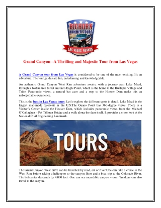 Grand Canyon –A Thrilling and Majestic Tour from Las Vegas