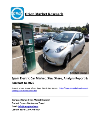 Spain Electric Car Market Growth, Size, Share, Industry Report and Forecast 2019-2025