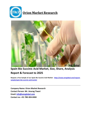 Spain Bio Succinic Acid Market Growth, Size, Share, Industry Report and Forecast 2019-2025