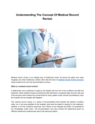 Understanding The Concept Of Medical Record Review