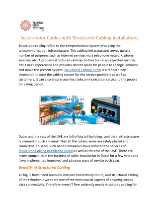 Secure your Cables with Structured Cabling Installations