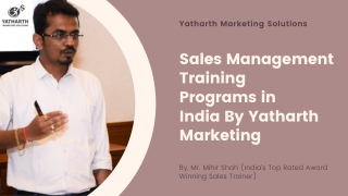 Sales Management Training Programs in India By Yatharth Marketing