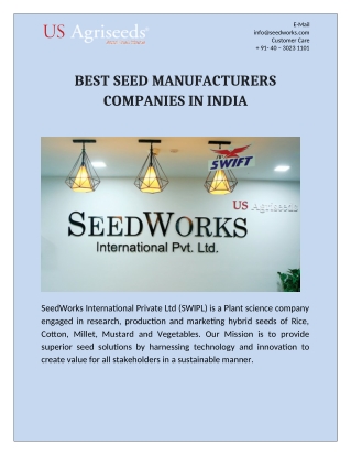 Best Seed Manufacturers Companies in India