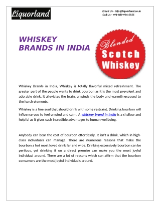 Whiskey Brands in India