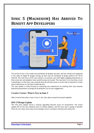 IONIC 5 (MAGNESIUM) HAS ARRIVED TO BENEFIT APP DEVELOPERS