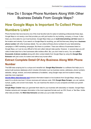 How Do I Scrape Phone Numbers Along With Other Business Details From Google Maps?