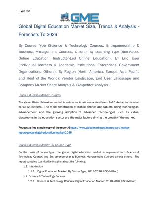 Global Digital Education Market Size, Trends & Analysis- Forecasts to 2026