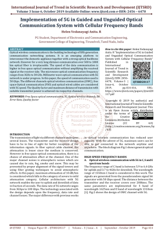 Implementation of 5G in Guided and Unguided Optical Communication System with Cellular Frequency Bands