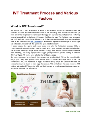 IVF Treatment Process and Various Factors