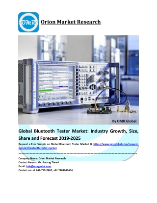 Global Bluetooth Tester Market Trends, Size, Competitive Analysis and Forecast - 2019-2025