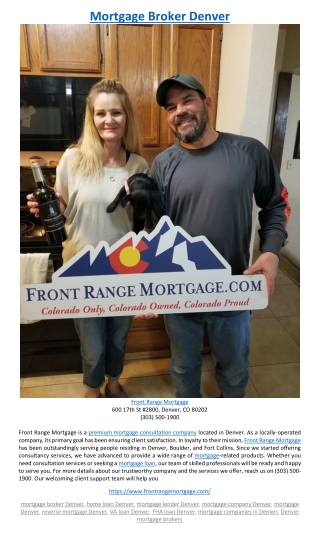 Mortgage Broker Denver