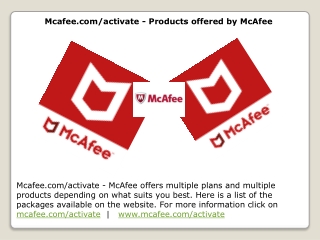 Mcafee.com/activate - Products offered by McAfee