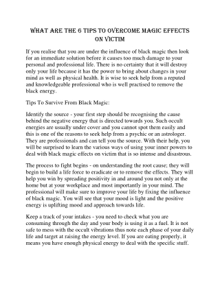 What Are The 6 Tips to Overcome Magic Effects on Victim