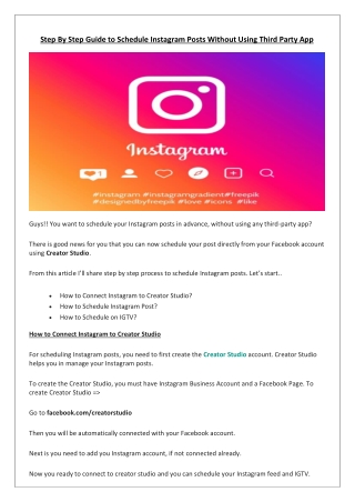 Step By Step Guide to Schedule Instagram Posts Without Using Third Party App