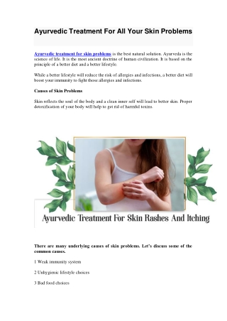 Ayurvedic Treatment For All Your Skin Problems