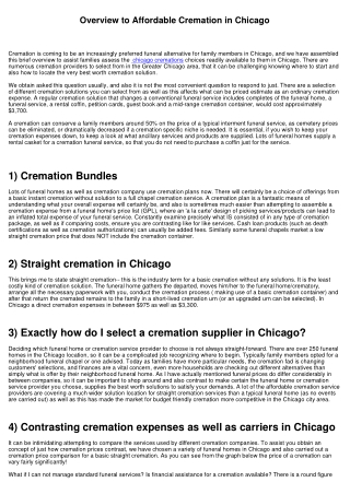 Overview to Affordable Cremation in Chicago