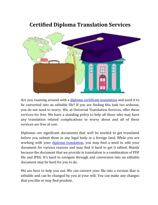 Certified Diploma Translation
