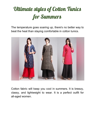 Cotton Tunics for Summers 2020