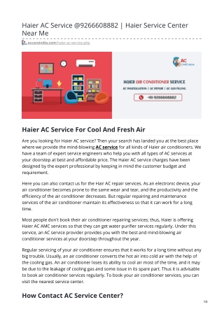 Haier AC Service At Your Doorstep