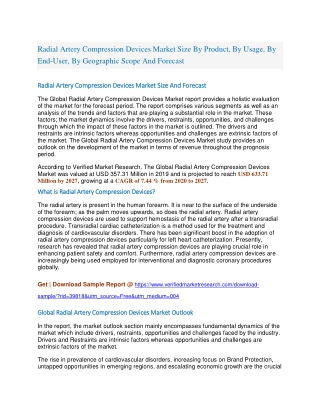 Radial Artery Compression Devices Market Size By Product, By Usage, By End-User, By Geographic Scope And Forecast