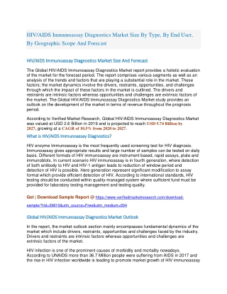 HIV/AIDS Immunoassay Diagnostics Market Size By Type, By End User, By Geographic Scope And Forecast