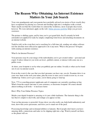 Why Having An Internet Existence Matters In Your Job Search